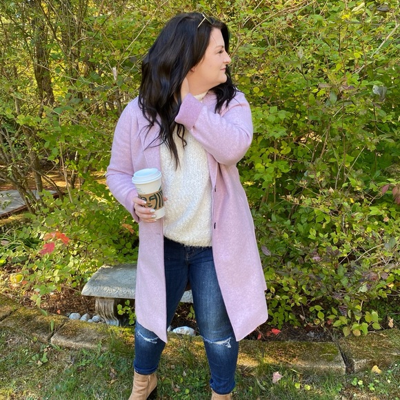 Only Mauve-Pink Wool Blend Trench Coat - Picture 7 of 8